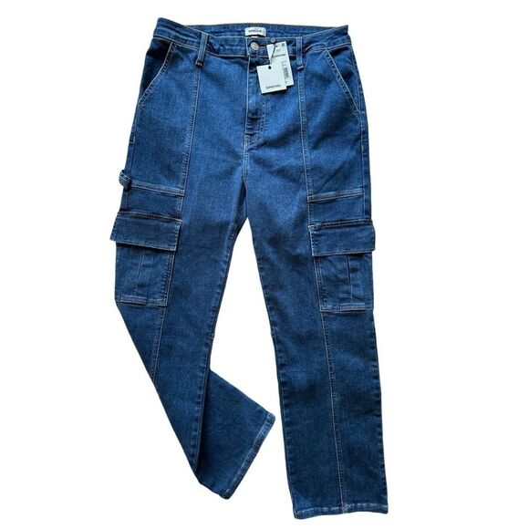 NWT SIMKHAI River Cargo Dark Wash Denim Blue Jeans Size 31 - Picture 3 of 13